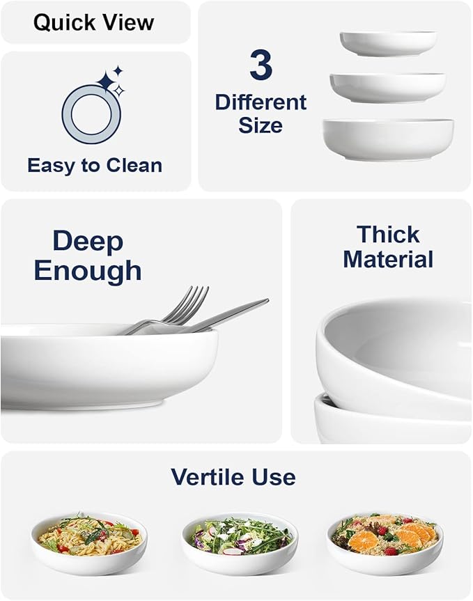 LE TAUCI Pasta Bowls 32 oz, Salad Bowls Set - Image 4