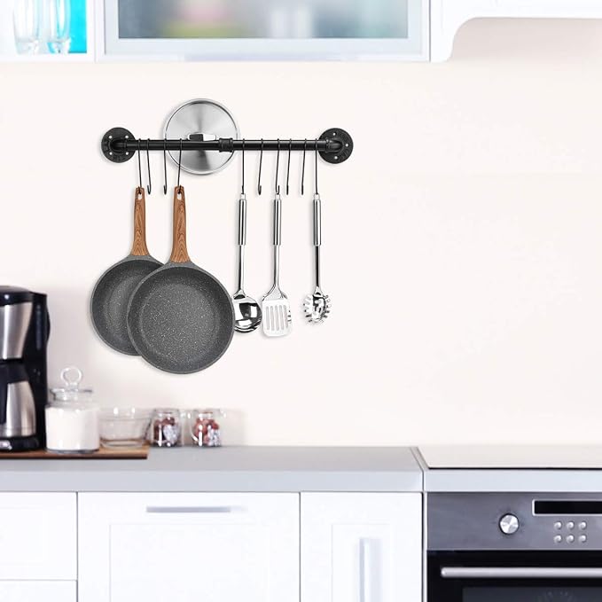 Toplife 23.7 inch Pot Rack, Kitchen Wall Mounted Detachable Pan Lid Utensils - Image 3