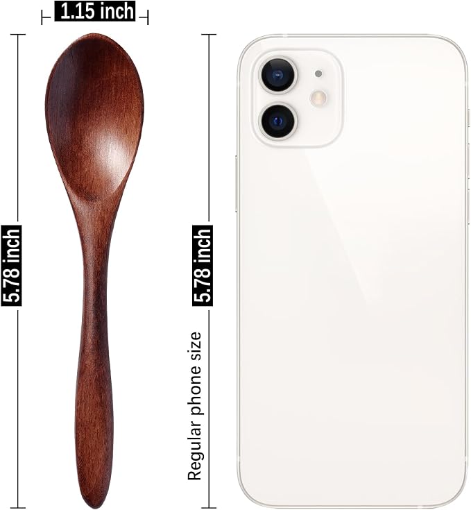 7 PCS Small Wooden Spoons, 5.8 Inch Honey Spoons - Image 3