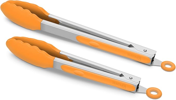 2 Pack Silicone Kitchen Tongs – 9" & 12" Set, Heat Resistant up to 500°F by ALLWIN-HOUSEWARE