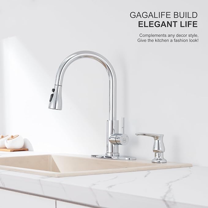 GAGALIFE Kitchen Sink Soap Dispenser Chrome, Built in Soap Dispenser - Image 3