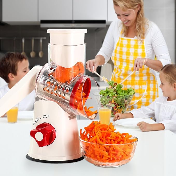 Ourokhome Rotary Cheese Grater Hand Crank, Kitchen Shredder Speed Mandolin - Image 8