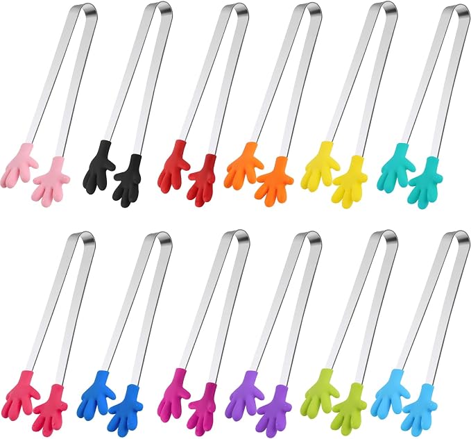 Shindel 12PCS Mini Tongs, 5.1 Inch Silicone Small Tongs by Shindel