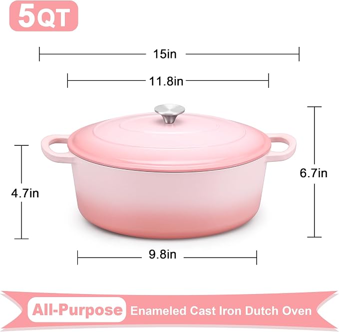 E-far 5QT Oval Dutch Oven Pot - Image 2