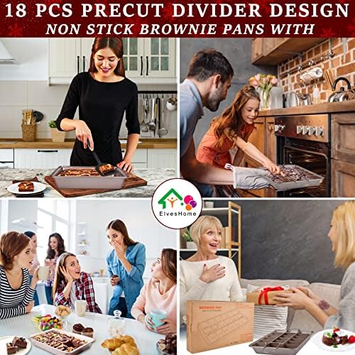 Brownie Pan with Dividers, Non Stick Brownie Baking Pan, 18 Pre-slice