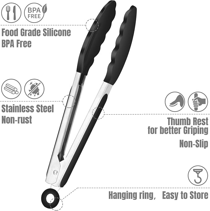 Hotec Mini Silicone Kitchen Tongs - Image 4