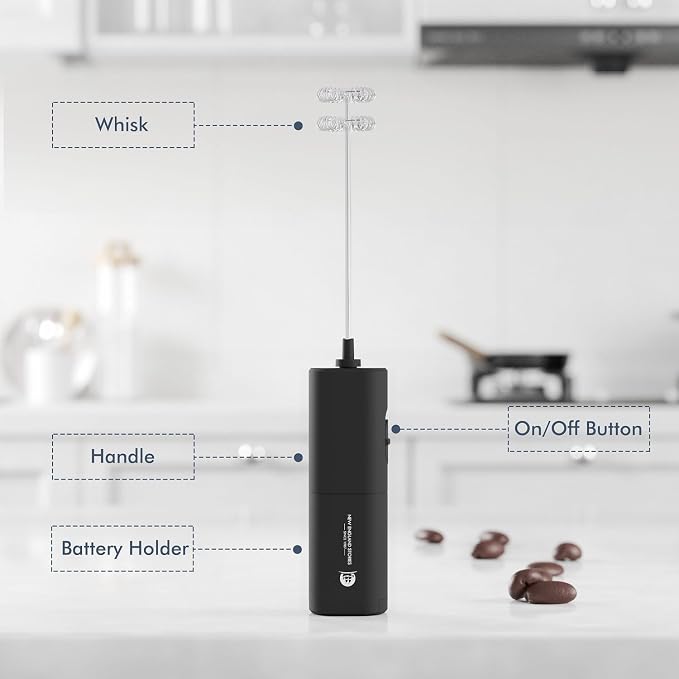 Powerful Milk Frother with Self-Stand Design, Handheld Foam Maker Mini Whisk - Image 3