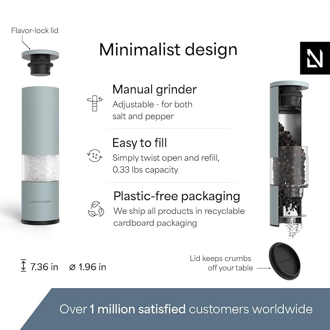LARS NYSØM Salt and Pepper Grinder Set Manual, Stainless Steel Salt and Pepper - Image 4