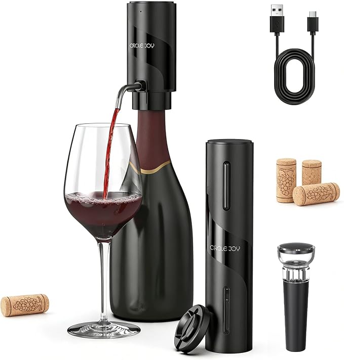CIRCLE JOY 5-in-1 Electric Wine Bottle Opener Set, Rechargeable Wine Opener Kit by CIRCLEJOY