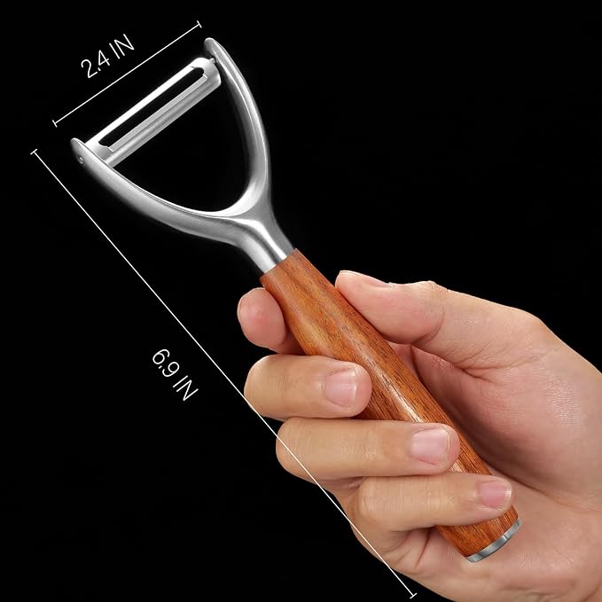 Premium Y Type 304 Stainless Steel Multifunctional Kitchen Peeler Real Wood - Image 2