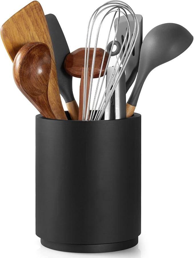 Bivvclaz Wooden Utensil Holder, 360°Rotating 7.2" Utensil Holder by Bivvclaz