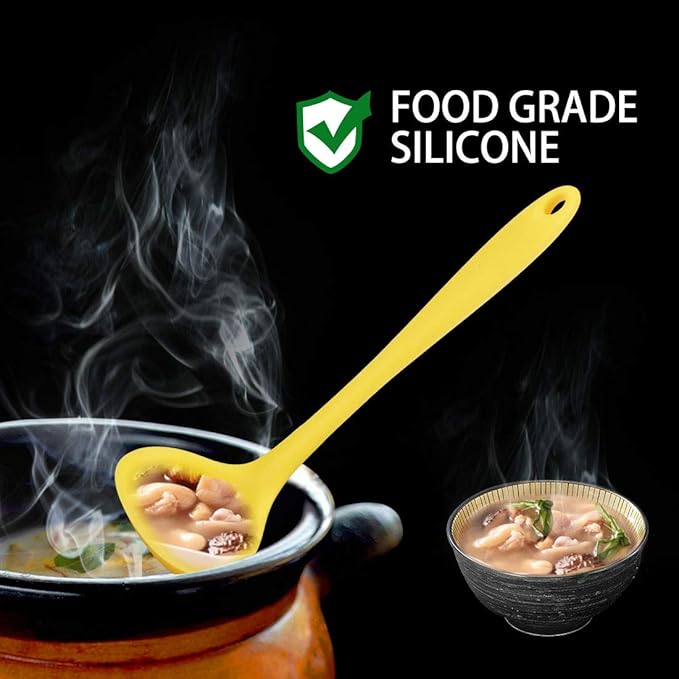 uxcell Silicone Soup Ladle Spoon 8.5 Inch Heat Resistant to 450°F One Piece - Image 7
