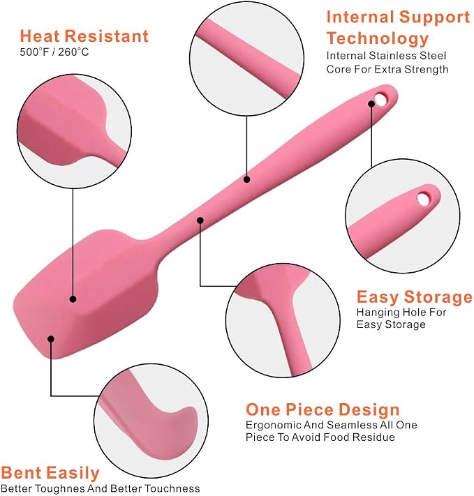 Silicone Spatulas Set, Rubber Spoon Spatula Heat Resistant Spoonula One Piece - Image 4