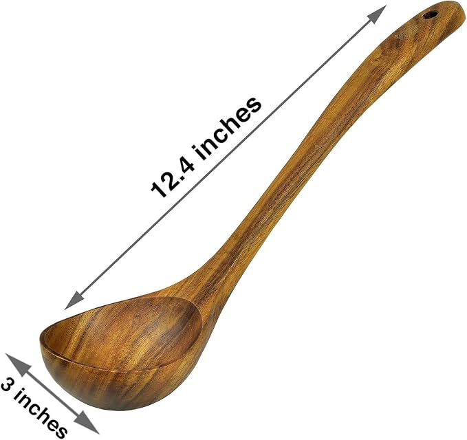 Wooden Ladle for Cooking, Soup Spoon Ladle – Teak Wooden Serving Spoon - Image 4