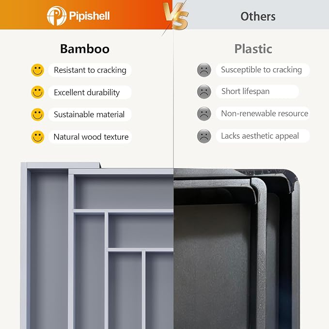 Pipishell Bamboo Expandable Drawer Organizer - Image 6