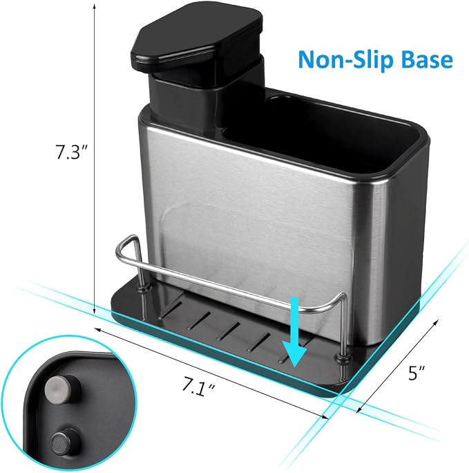 RedCall Soap Dispenser for Kitchen Sink, 3-in-1 Sponge Holder for Kitchen Sink - Image 6
