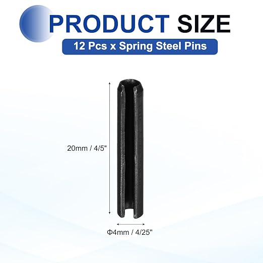 MECCANIXITY 120Pcs Slotted Split Roll Pins 4/25 Inch Dia. 4/5 Inch Length 65Mn - Image 2