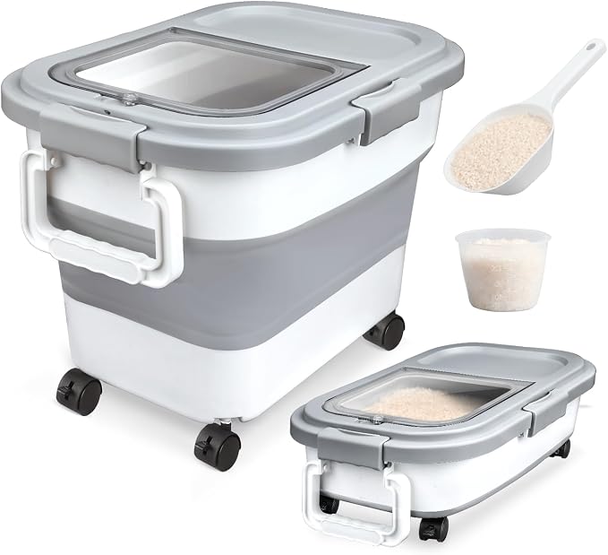 Komzon Rice Storage Container, Collapsible Airtight Food Storage Containers by Komzon