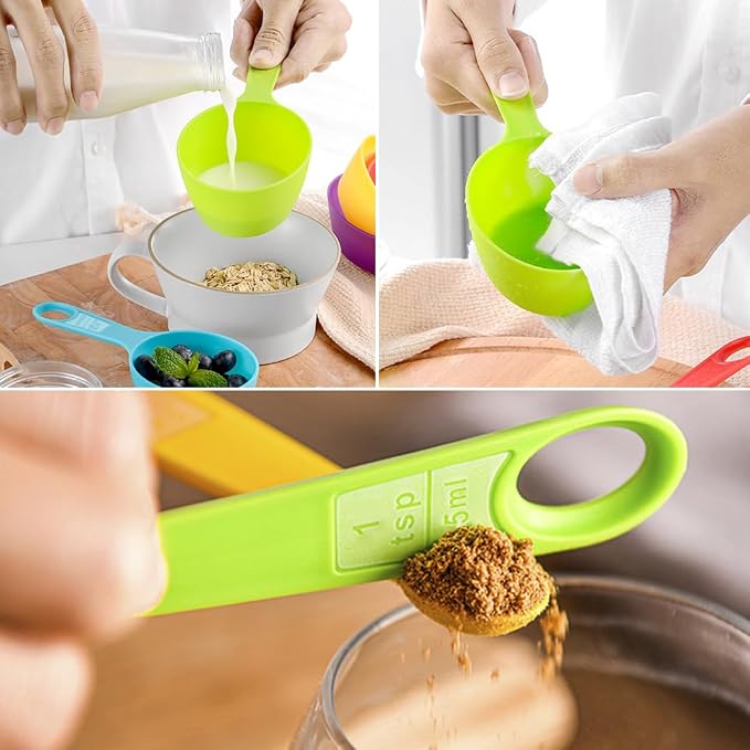 12 Piece Measuring Cups and Spoons Set, Colored Kitchen Measure Tools, Durable - Image 3