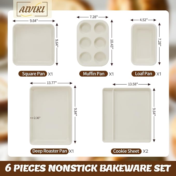 Baking Pans Set, Nonstick Bakeware Sets, Oven Pans - Image 2