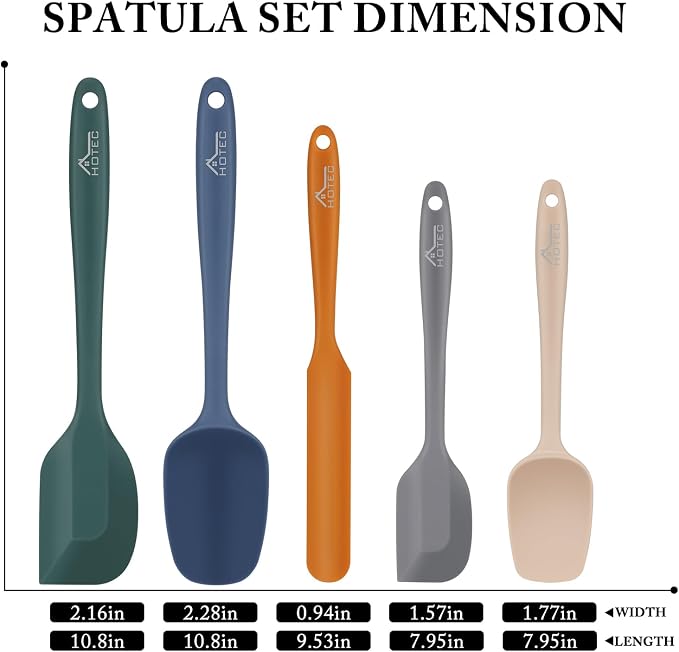 HOTEC Heat Resistant 600℉ BPA-Free Silicone Rubber Spatula Set - Image 2