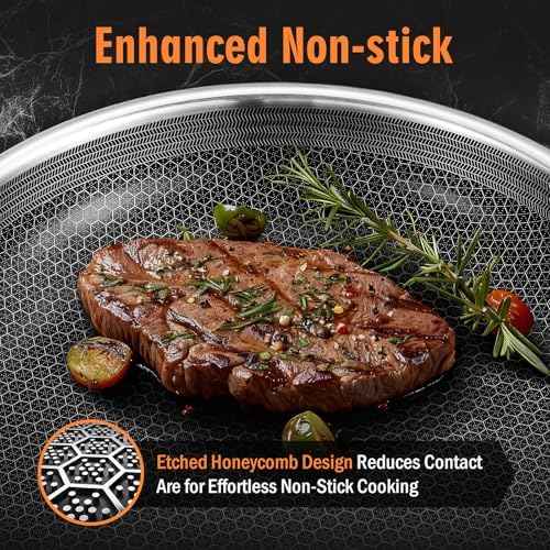 AOSION Nonstick Frying Pans Set, 4pcs Hybrid Skillets Sets with Lid.