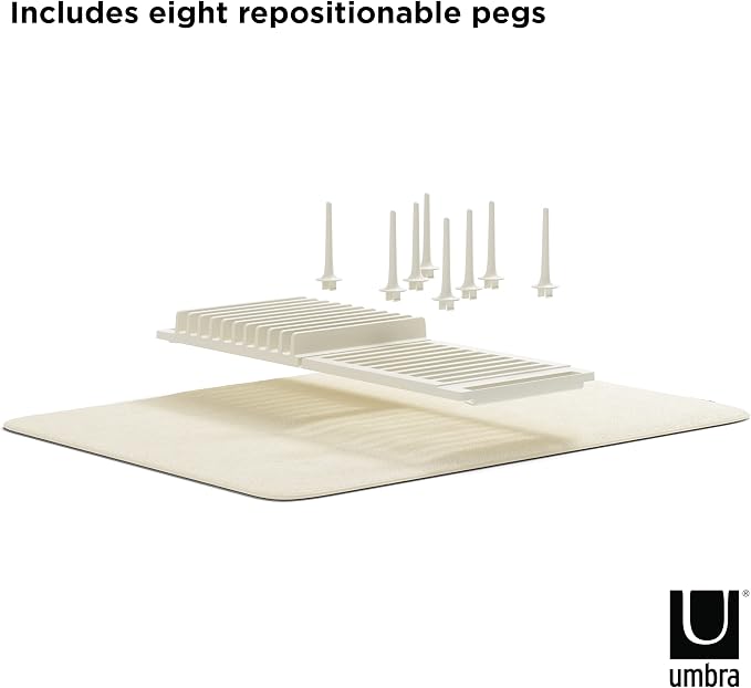 Umbra Udry Dish Rack with Movable Pegs and Microfiber Drying Mat – Space-Saving - Image 5