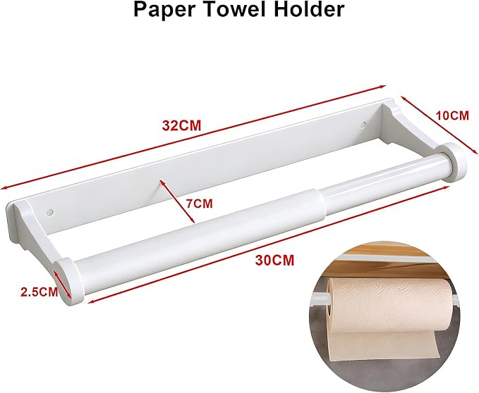MONEER Kitchen Roll Holder Under Cabinet, Paper Towel Holder, Aluminum Alloy - Image 2