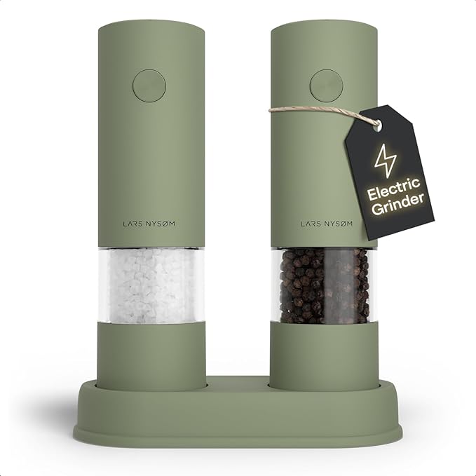 LARS NYSØM Electric Salt and Pepper Grinder Set I Automatic Salt and Pepper by LN