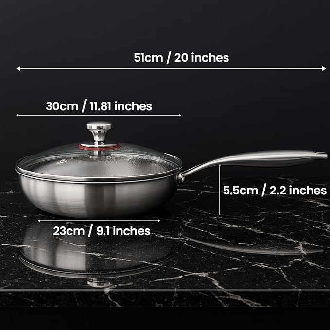 Titanium Hammered Pan Pro with Lid, PFAS/PFOA/PTFE-Free Non stick Titanium - Image 8