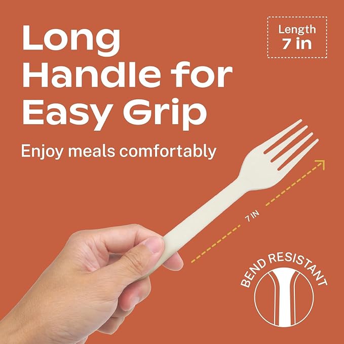 CORAL Ivory White 100% Compostable Silverware Set 340 Pieces - Image 3