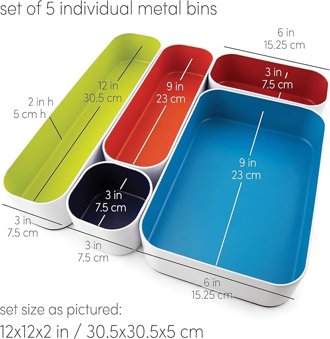 Three by Three Seattle 5 Piece Metal Organizer Tray Set - Image 3