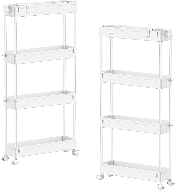 SPACELEAD 2-piece Set Slim Storage Cart 3 Tier, Bathroom Organizer Rolling by Home
