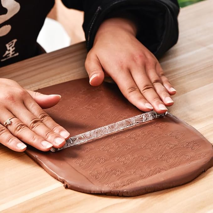 Clear Rolling Pin with Sea Wave Embossing Pattern, Cake Decorating Tool - Image 2