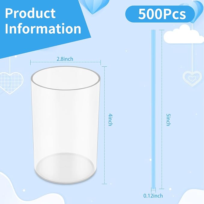 500 Pcs Light Blue Coffee Stir Sticks Set 5x0.12 inch Cocktail Straws Acrylic - Image 2