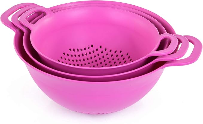 Mintra Home Plastic Strainer Colanders Set: 3, 3.5 and 5 Quart Double Strong - Image 2