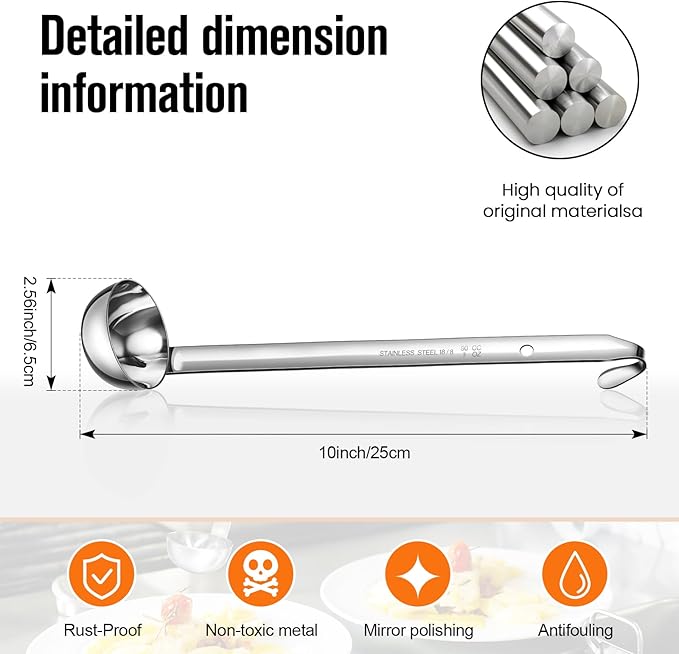 Cunhill 5 Pcs Soup Ladles Stainless Steel Serving Ladles - Image 2