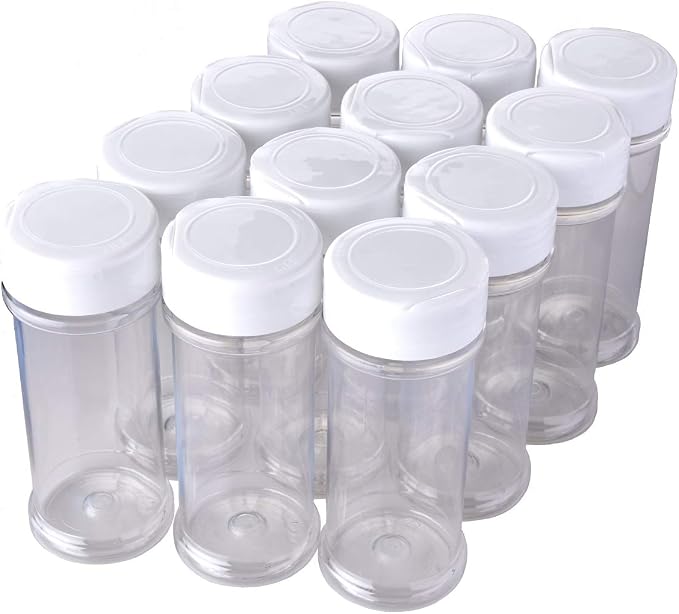 12 Pack of 6 Oz. Empty Clear Plastic Spice Bottles - Image 2