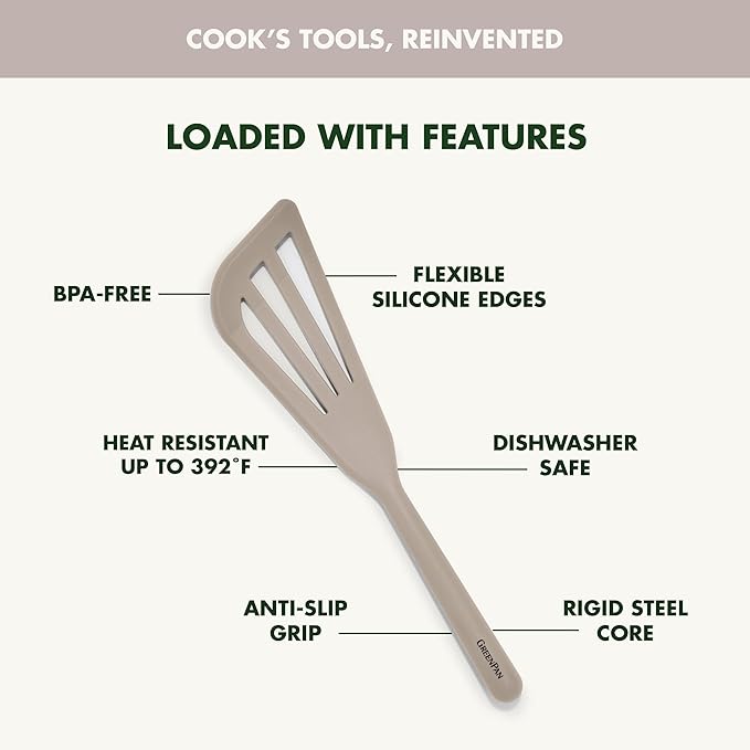 GreenPan Silicone Fish Turner Spatula, Slotted Cooking Kitchen Utensil - Image 4