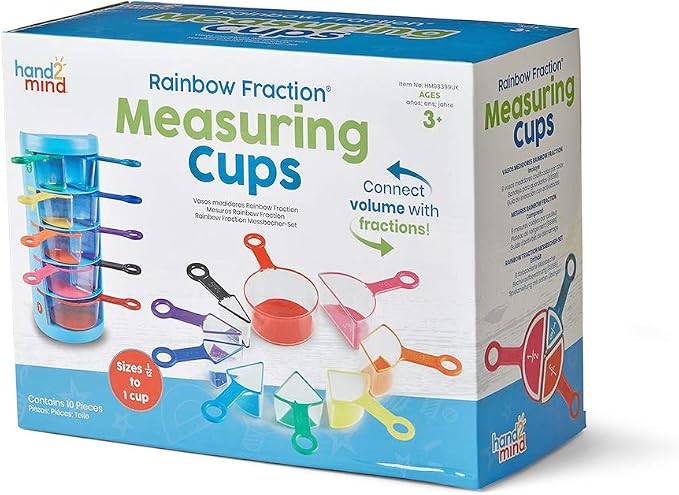 hand2mind Rainbow Fraction Measuring Cups, Kids Montessori Kitchen Tools - Image 8