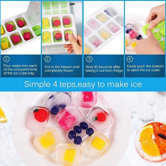 Ice Cube Trays, Silicone Easy-Release and Flexible 14-Ice Trays - Image 2