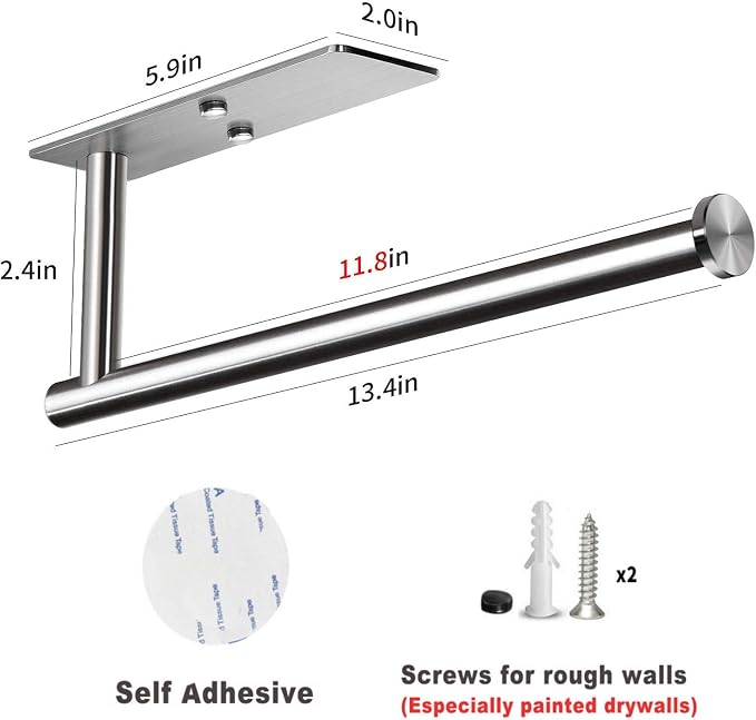 VAEHOLD Self Adhesive Paper Towel Holder Under Cabinet Mount, Wall Mounted - Image 3