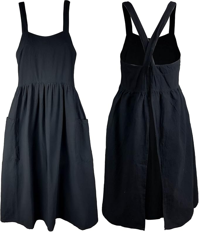 Uaussi Cotton Linen Apron Cross Back Work Apron by Uaussi
