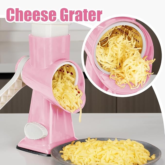 KEOUKE Rotary Cheese Grater Hand Crank Pink - Image 6