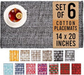 Urban Villa Two Tone Placemat Cotton Tablemat 14x20 (Set of 6) Black