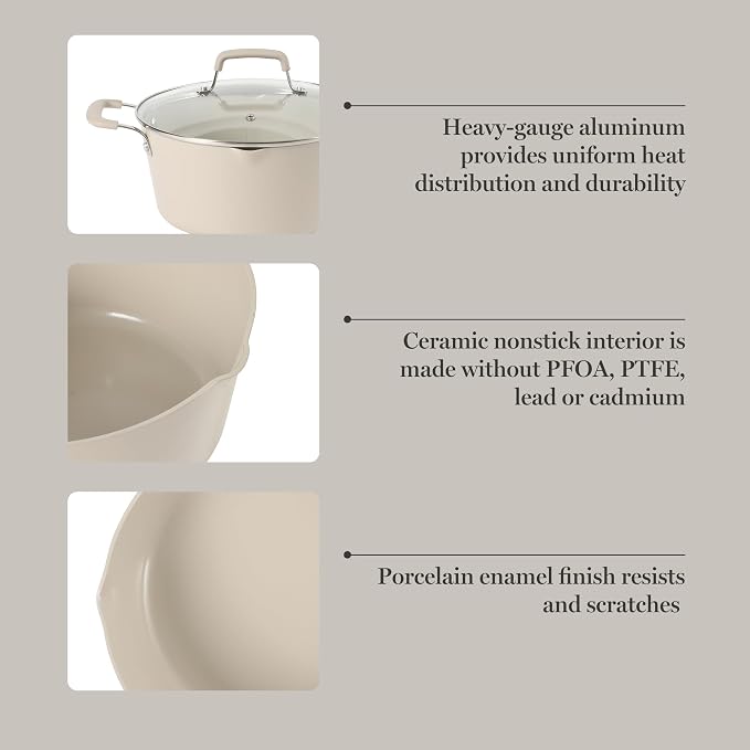 Martha Stewart Heathland Premium Nonstick PFA Free Ceramic Interior 10-Piece - Image 4
