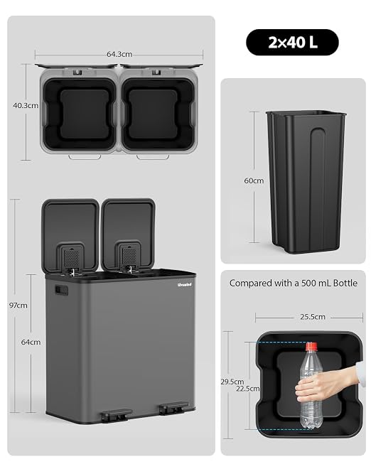 Lovewind Trash Can, 2 x 10.5 Gallon Garbage Can - Image 7