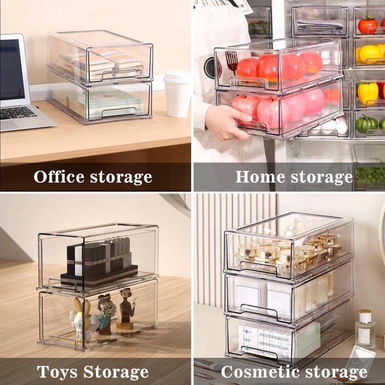 MANO 2Pack Clear Fridge Drawers, Large