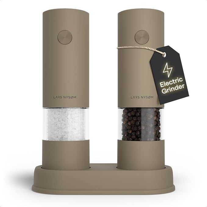 LARS NYSØM Electric Salt and Pepper Grinder Set I Automatic Salt and Pepper by LN