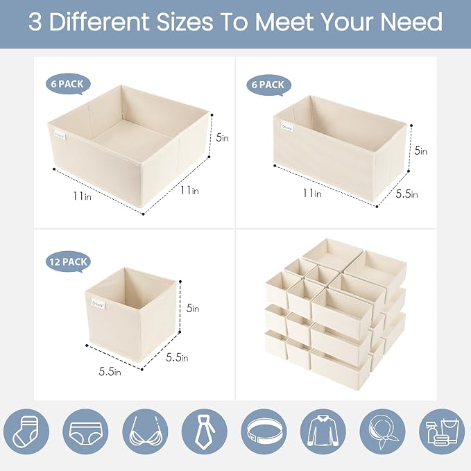 Criusia Drawer Organizer Clothes, 24 Pack Underwear Drawer Organizers, Foldable - Image 3